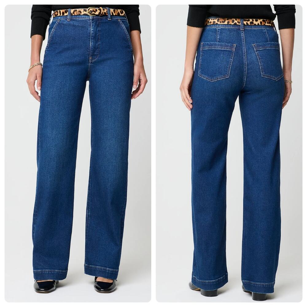 J.Crew High Rise Trouser Jeans Women Size 26 Blue Wide Leg Denim Stretch Pants